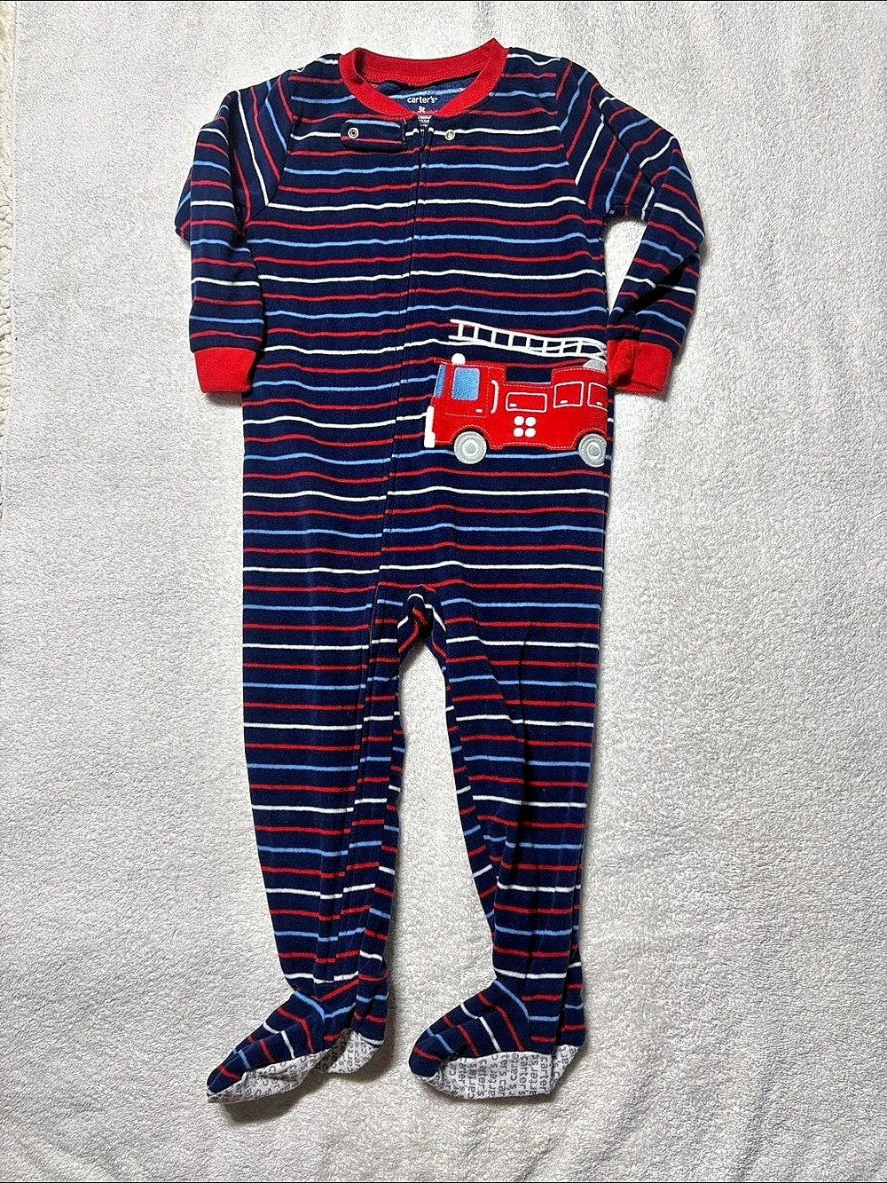 Carter's Fire Truck Fleece Zip-Up Sleep & Play Footie Pajamas